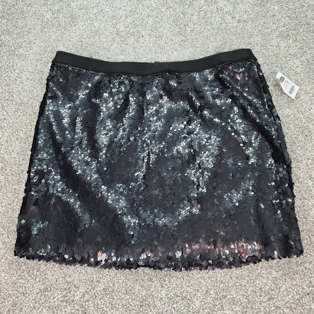 Charlotte Russe Black Sequin Mini Skirt NWT Size L‎ Party Night Out 2B4281